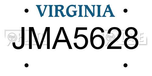 JMA5628 Virginia License Plate