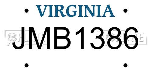 JMB1386 Virginia License Plate