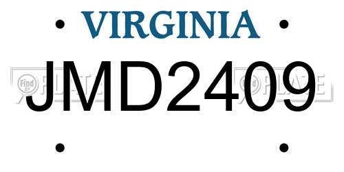 JMD2409 Virginia License Plate