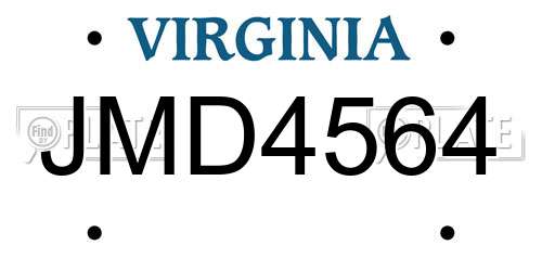 JMD4564 Virginia License Plate