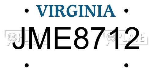 JME8712 Virginia License Plate