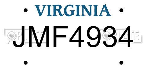 JMF4934 Virginia License Plate