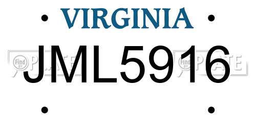 JML5916 Virginia License Plate