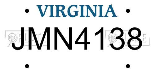 JMN4138 Virginia License Plate