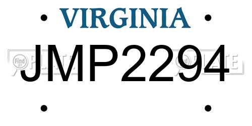 JMP2294 Virginia License Plate