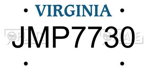 JMP7730 Virginia License Plate