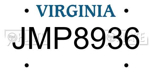 JMP8936 Virginia License Plate