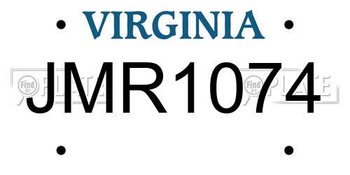 JMR1074 Virginia License Plate