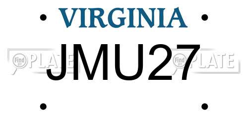 JMU27 Virginia License Plate