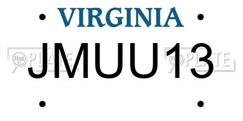 JMUU13 Virginia License Plate