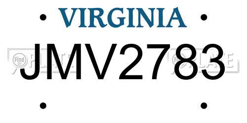 JMV2783 Virginia License Plate