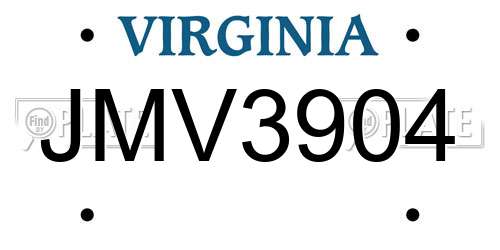 JMV3904 Virginia License Plate