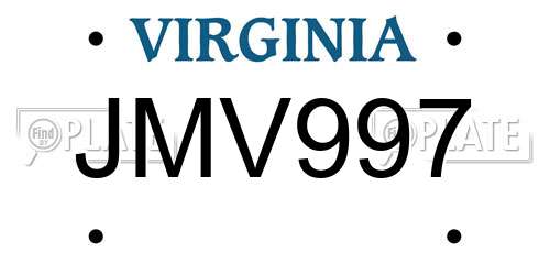 JMV997 Virginia License Plate
