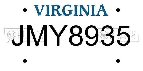 JMY8935 Virginia License Plate