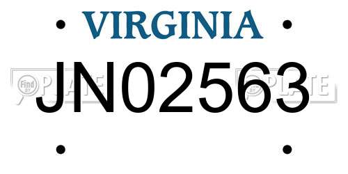 JN02563 Virginia License Plate