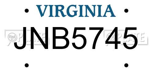 JNB5745 Virginia License Plate
