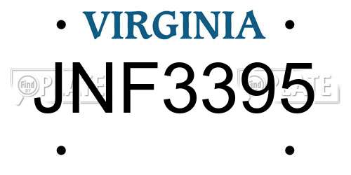 JNF3395 Virginia License Plate