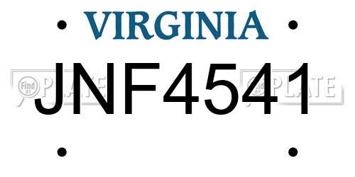 JNF4541 Virginia License Plate