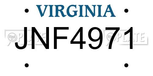 JNF4971 Virginia License Plate