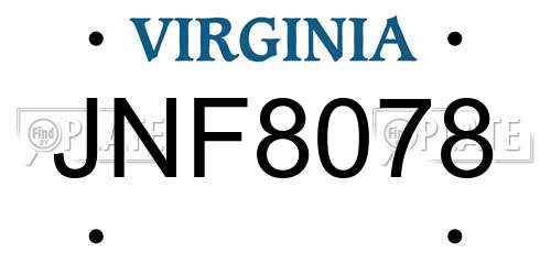 JNF8078 Virginia License Plate