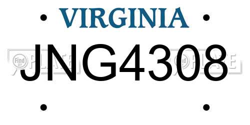 JNG4308 Virginia License Plate
