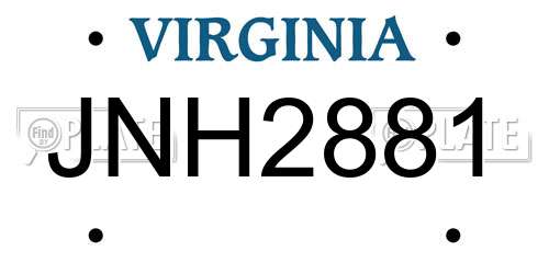 JNH2881 Virginia License Plate