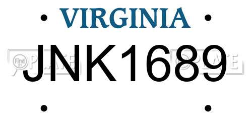 JNK1689 Virginia License Plate