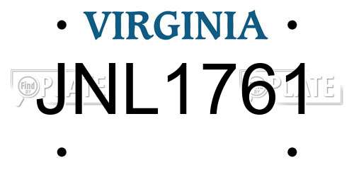 JNL1761 Virginia License Plate