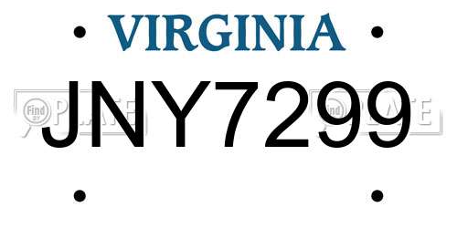 JNY7299 Virginia License Plate
