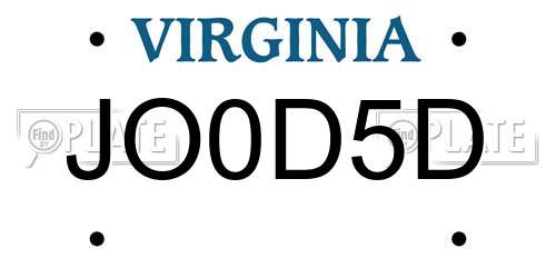 JO0D5D Virginia License Plate