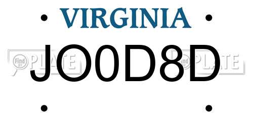 JO0D8D Virginia License Plate