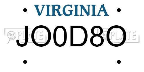 JO0D8O Virginia License Plate