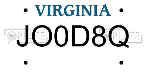 JO0D8Q Virginia License Plate