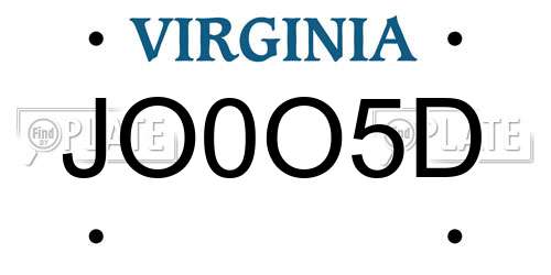 JO0O5D Virginia License Plate