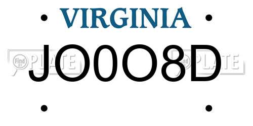 JO0O8D Virginia License Plate