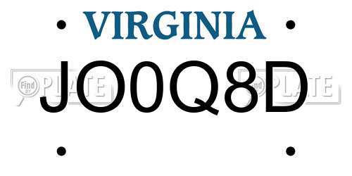 JO0Q8D Virginia License Plate
