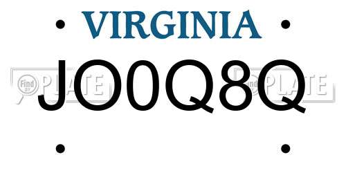 JO0Q8Q Virginia License Plate