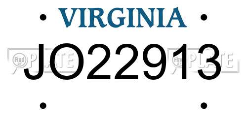 JO22913 Virginia License Plate