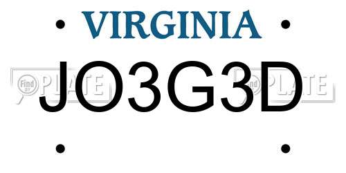 JO3G3D Virginia License Plate