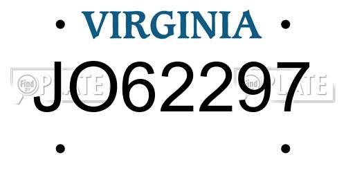 JO62297 Virginia License Plate