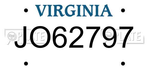 JO62797 Virginia License Plate