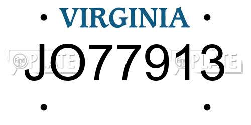 JO77913 Virginia License Plate
