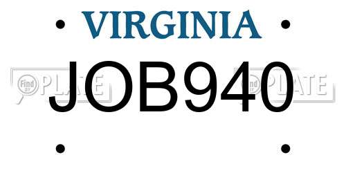 JOB940 Virginia License Plate