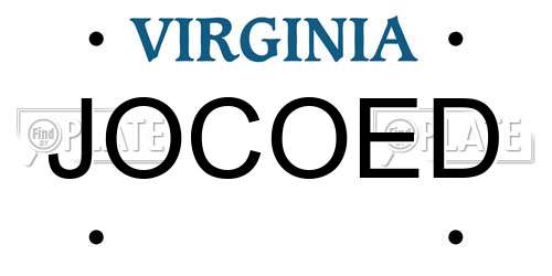 JOCOED Virginia License Plate