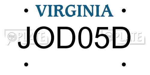 JOD05D Virginia License Plate