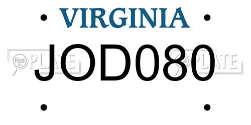 JOD080 Virginia License Plate