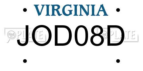 JOD08D Virginia License Plate