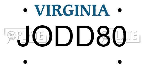 JODD80 Virginia License Plate