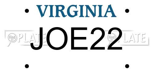 JOE22 Virginia License Plate
