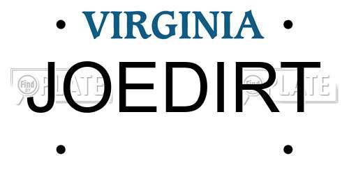 JOEDIRT Virginia License Plate